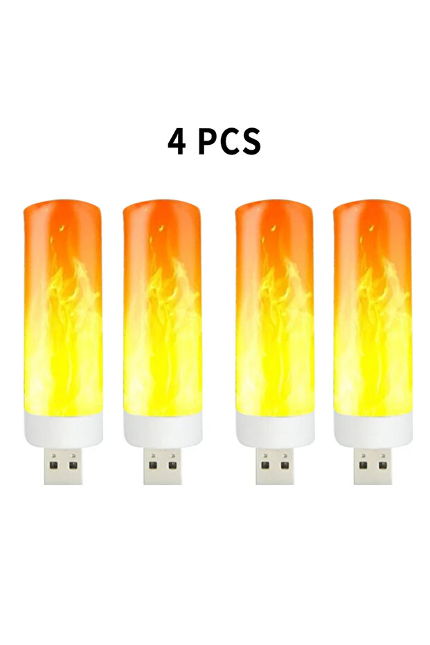 4 قطع مصباح LED USB بتأثير اللهب الديناميكي ومصباح USB ذو تأثير اللهب ومصباح LED ذو تأثير الجو ومصباح LED ذو تأثير الذرة