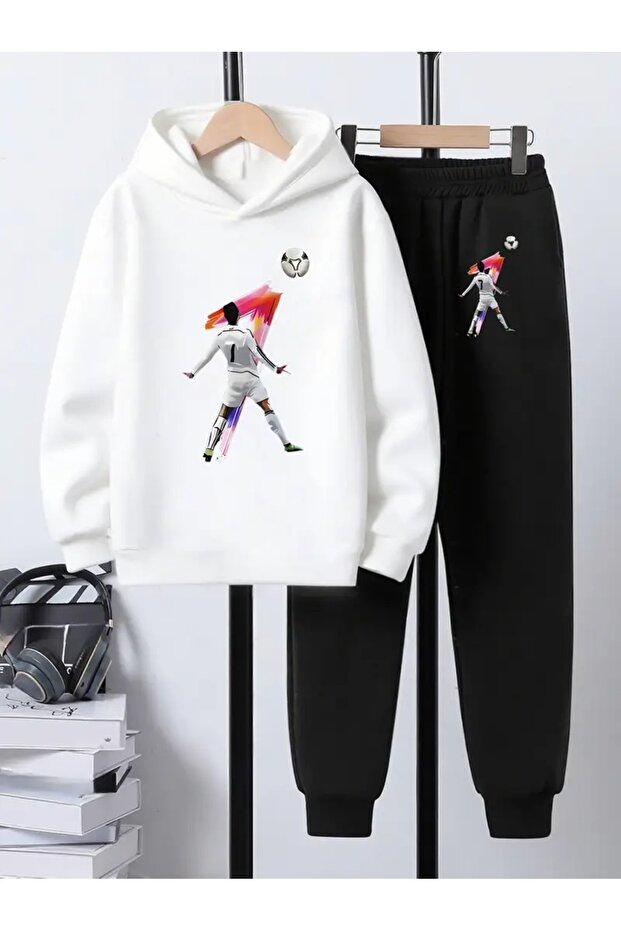 Children's Printed Hooded Sweatshirt and Sweatpants Set 3 Thread Raster for Autumn/Winter