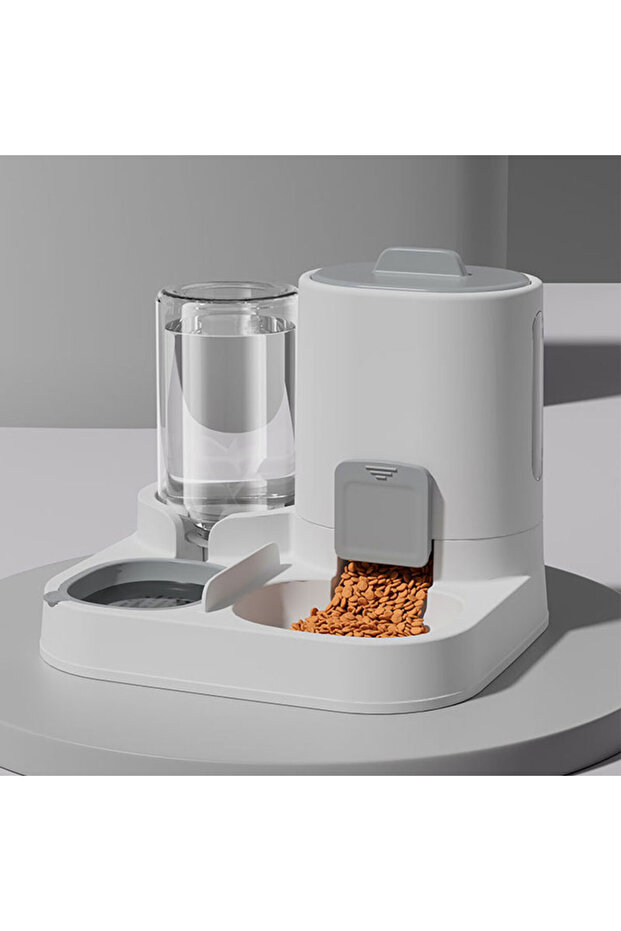 Gray 1-Pack Automatic Gravity-Fed Cat Water Dispenser & Feeder - Spill-Proof Large Capacity One-Piec