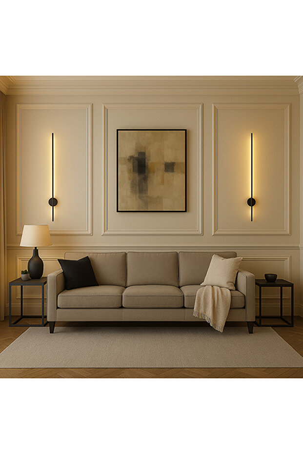 Modern Dekoratif Aplik Aç-kapa Düğmeli Led Duvar Aplik 70 Cm Siyah 1 Adet LEDOVYA (Pilli Değildir) - 3