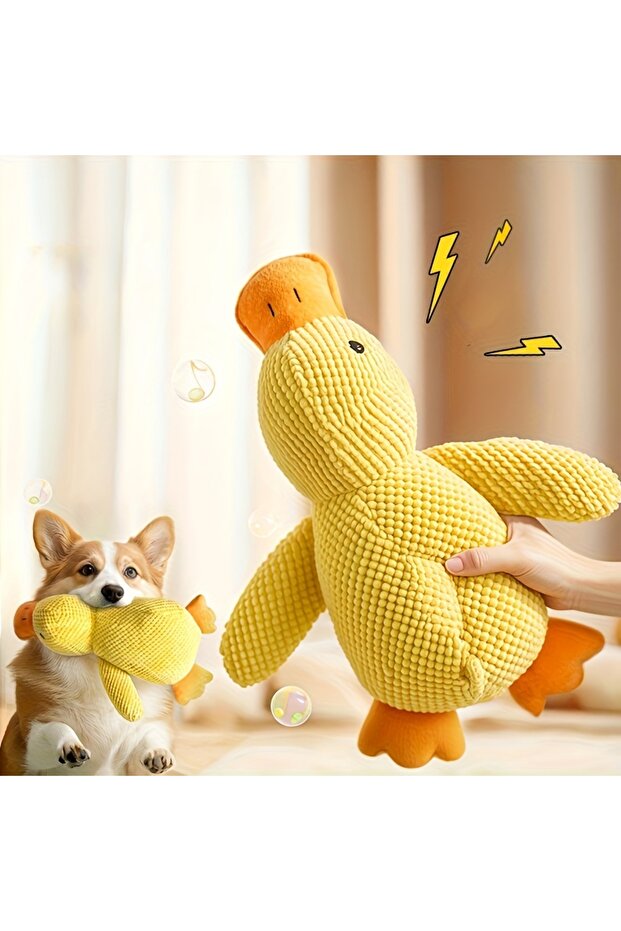 لعبة كلب على شكل بطة قابلة للضغط من ماركة M Plush - لعبة قابلة للمضغ ومقاومة للعض، مناسبة للكلاب الصغيرة والمتوسطة الحجم.