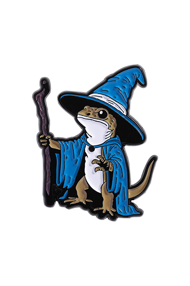 QHXZ4195 Lizard Wizard Enamel Pins Punk Gothic Blue Animal Metal Brooches Decorate Backpack Clothes