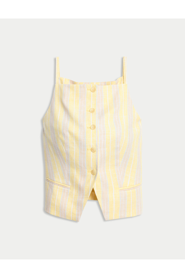 Çizgili Keten Üst - 7