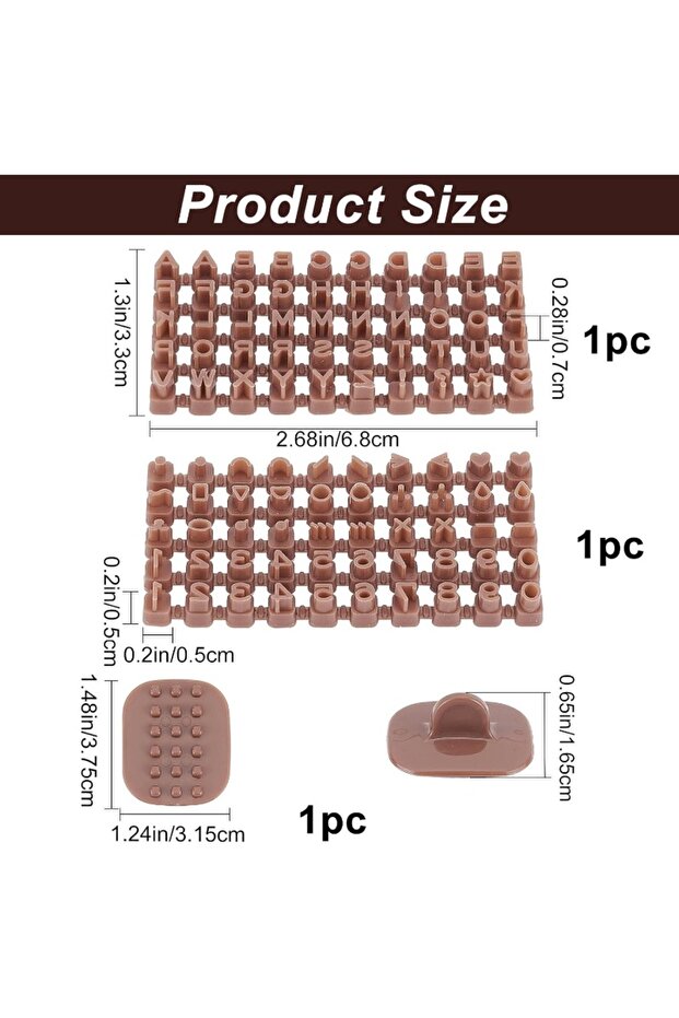 AECH06-11215 Letter Stamps for Clay Cookie Stamps Letters Brown Polymer Alphabet Clay Cutters Set Cl