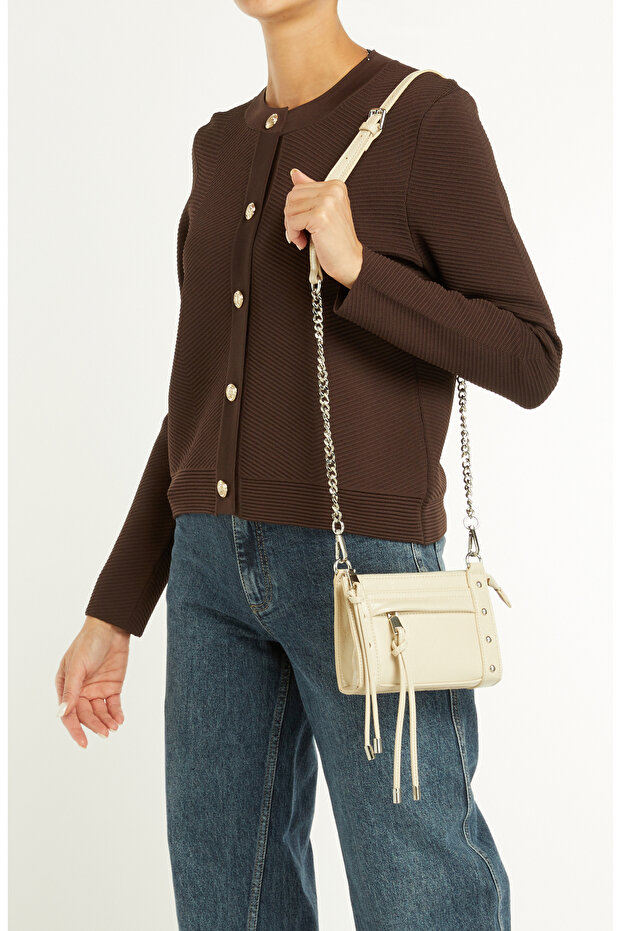 Bej Kadın Postacı Çanta - 2