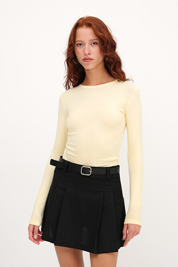 Bisiklet Yaka Basic Bluz B1496-DK2 - 5