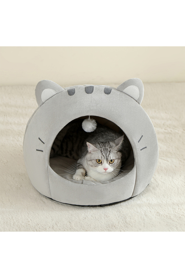 L 40x40cm Gray Super Cat Bed Warm Pet House Kitten Cave Cushion Cat House Warm Sleeping Dog Basket T