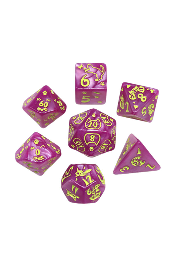 7 قطع من النرد الوردي متعدد الجوانب D4/6/8/10/12/20 لألعاب RPG Dungeons & Dragons DND D&D Games Set Rand