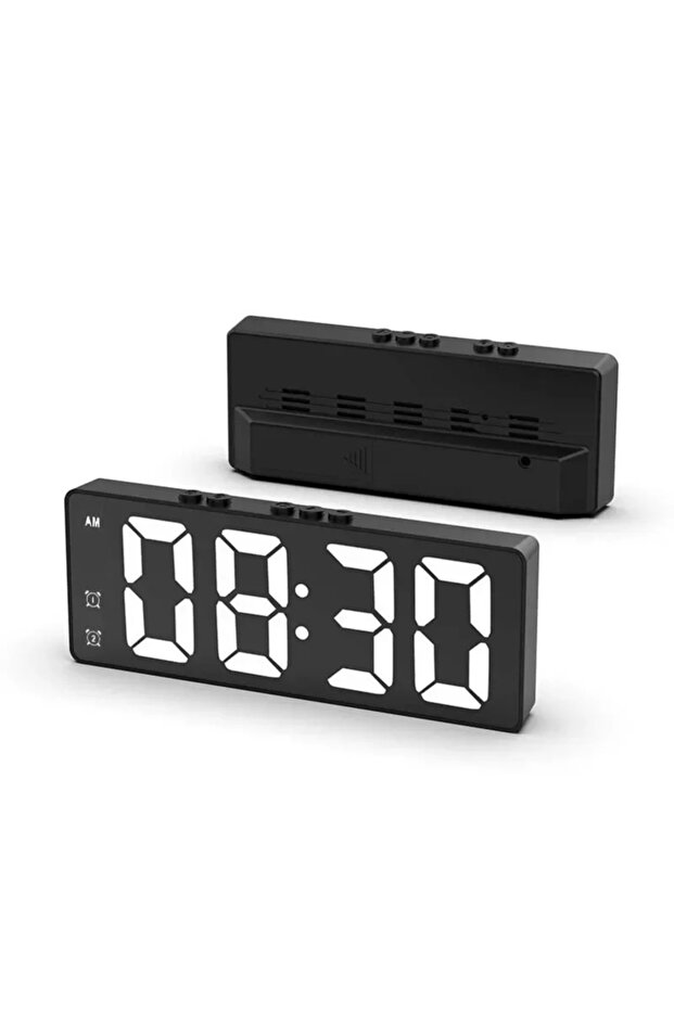 black LED Alarm Clock Electronic Student Digital Clock Voice Control Dual Snooze 12/24H Dual Alarms