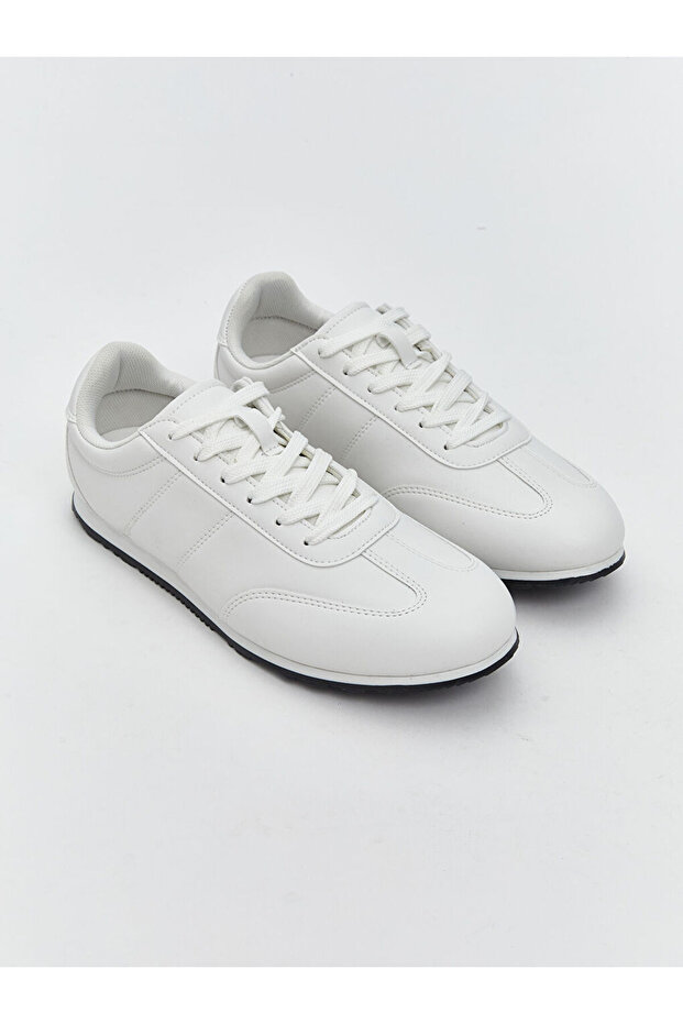 White Leather Look Men's Sports Shoes
