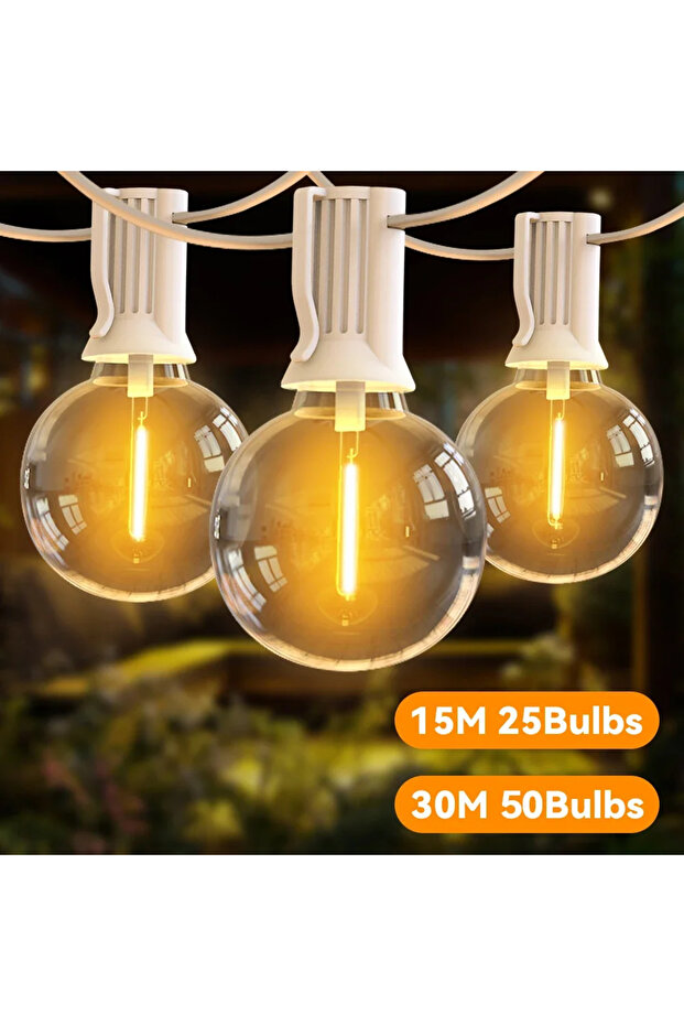 EU Plug 30M 50 lamps 30M 15M Fairy String Light G40 LED Ball Festoon Lights Connectable Wedding Ligh