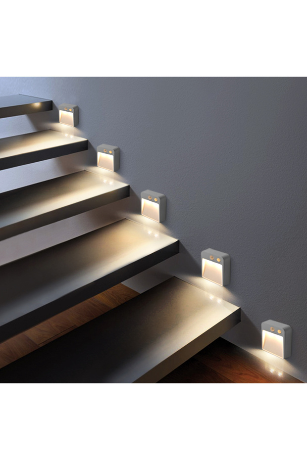 مصباح ليلي LED Nature White 1PCS، مصباح حائط يعمل ببطارية AA، مستشعر حركة PIR، تشغيل وإيقاف تلقائي، Roo