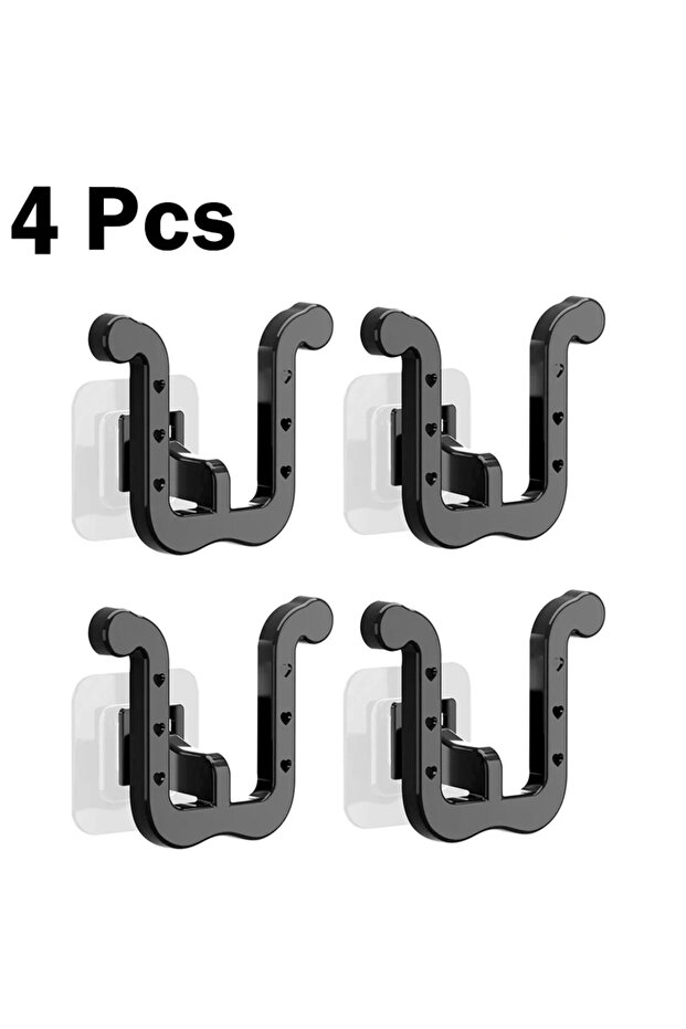 4pcs-Black 2Pcs Slipper Hooks Bathroom Wall Mounted Punch-Free Slipper Racks Self-Adhesive Storage R