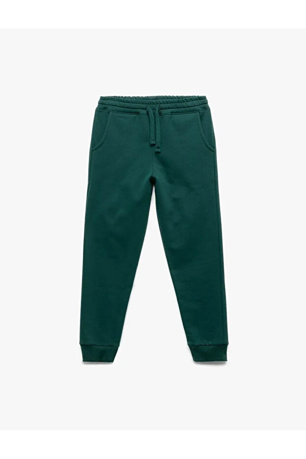Beli Lace-Up Ribbed Jogger Green Boys' Sweatpants 6Wkb40010Tk