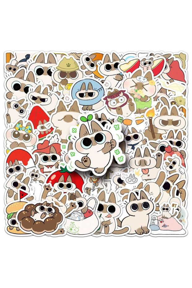 MULTICOLOR 50Pcs Cute Azuki San Stickers Azuki Can Cat Decals For Phone Laptop Suitcase Notebook Ska