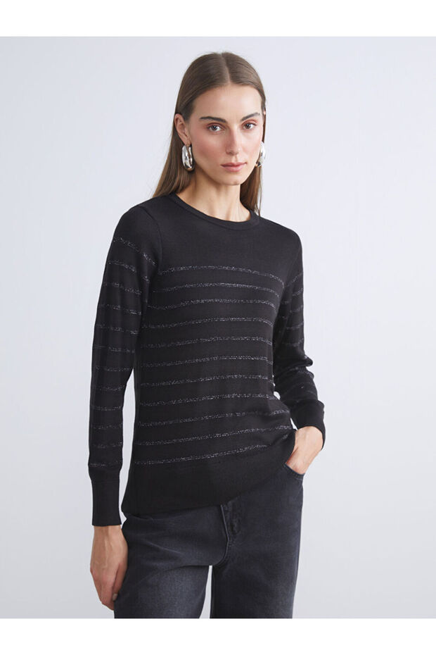 Esvab • Modern & Distinctive Zero Roba Collar Striped Women's Knitwear Sweater
