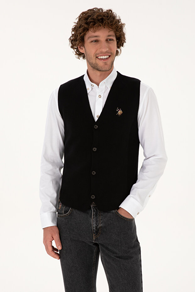 Men's Black Knitwear Cardigan 50308565-Vr046