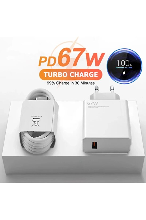 EU Plug - 2m Cable 6A 67W Ultra Fast Charger Cable for 11 12 Lite 13T Redmi Note 10 11T 12T 13 POCO