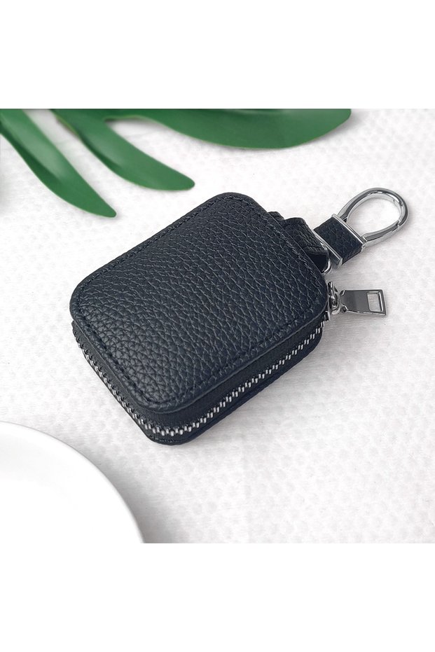 One size black For AirPods Pro3 Leather Zipper Bag AirPods 4/Pro/Pro2 Universal Zipper Bag 2.6 Inche