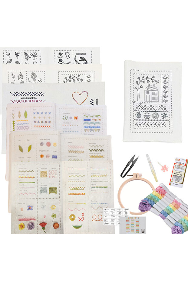 كتاب C3 للغرز الأساسية للمبتدئين طقم خياطة وتطريز للبالغين مع أنماط تطريز يدوي أساسي - 1