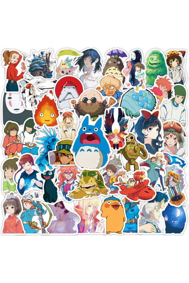 MULTICOLOR 50Pcs Cute Miyazaki Hayao Graffiti Stickers Kid Toy Suitcase Laptop Waterproof Sticker D
