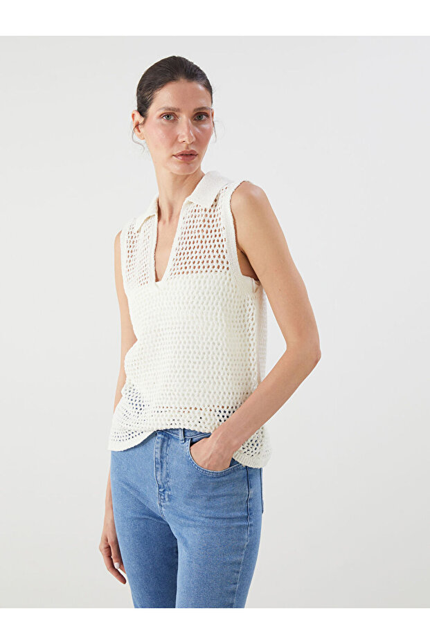 Esvab • Modern & Distinctive Devrik Roba Collar Openwork Women's Knitwear Undershirt