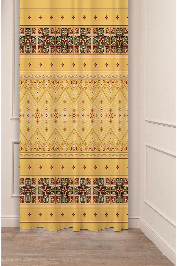 Authentic, Anatolian, Ethnic Patterned Special Design Digital Printed (Single Wing) Modern Stylish Background Curtain