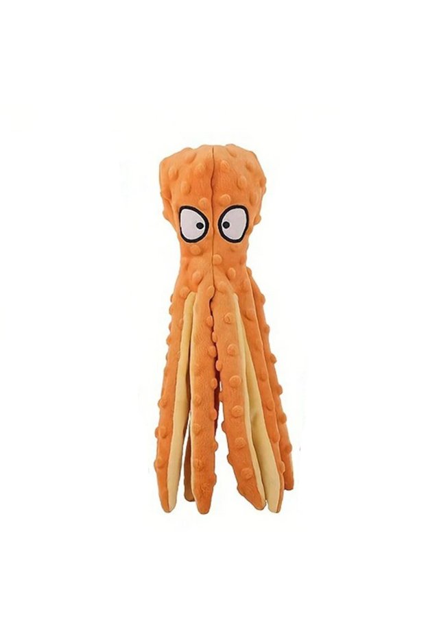 YELLOW Dog Vocal Toys Octopus Non-stuffed Soft Plush Toy Puppy Educational Teething Chew Toys Pet Su