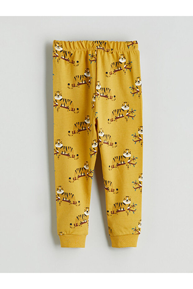 Sari Bisiklet Yaka Baskılı Erkek Bebek Pijama Takımı - 7