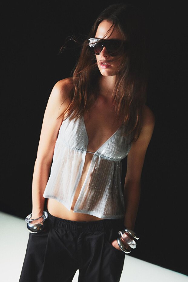 Halter yaka pullu top - 1