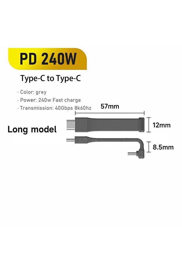كابل USB4 طويل وقصير 240 واط شحن سريع كابل USB C على شكل حرف U 40 جيجابت في الثانية فيديو 8K لأجهزة iPhone 16 15 و iPad