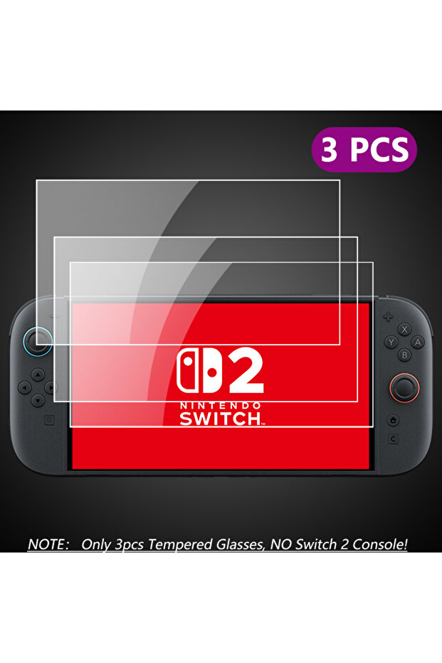 3 قطع من واقي الشاشة الزجاجي المقوى NS2 HD لـ Switch 2، واقي شاشة شفاف مقاوم للخدش