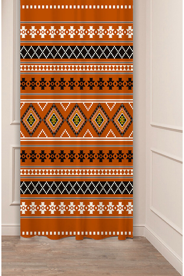 Authentic, Anatolian, Ethnic Patterned Special Design Digital Printed (Single Wing) Modern Stylish Background Curtain