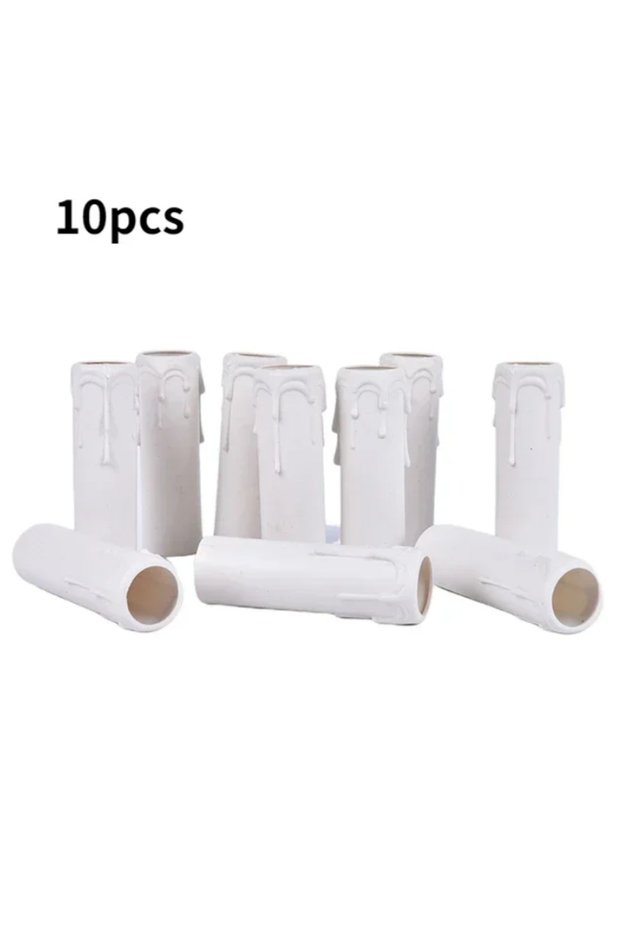White 10Pcs Candle Tube Table Lamp Base Candle Lamp Holder Tube Candle Lamp Base Sleeve Candle Bulb