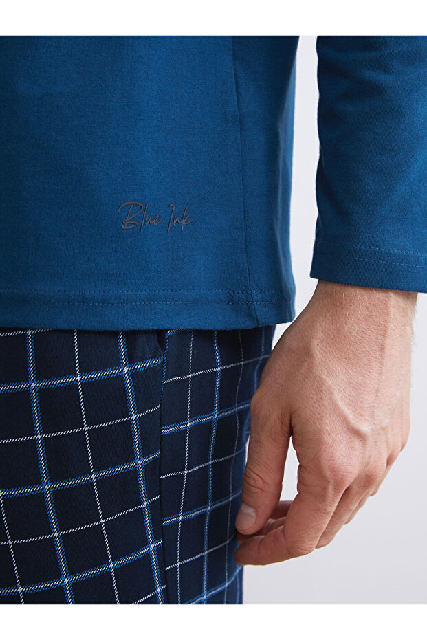 Stilinizi Bize Bırakın | Bisiklet Yaka Uzun Kollu Erkek Pijama Üst - 4