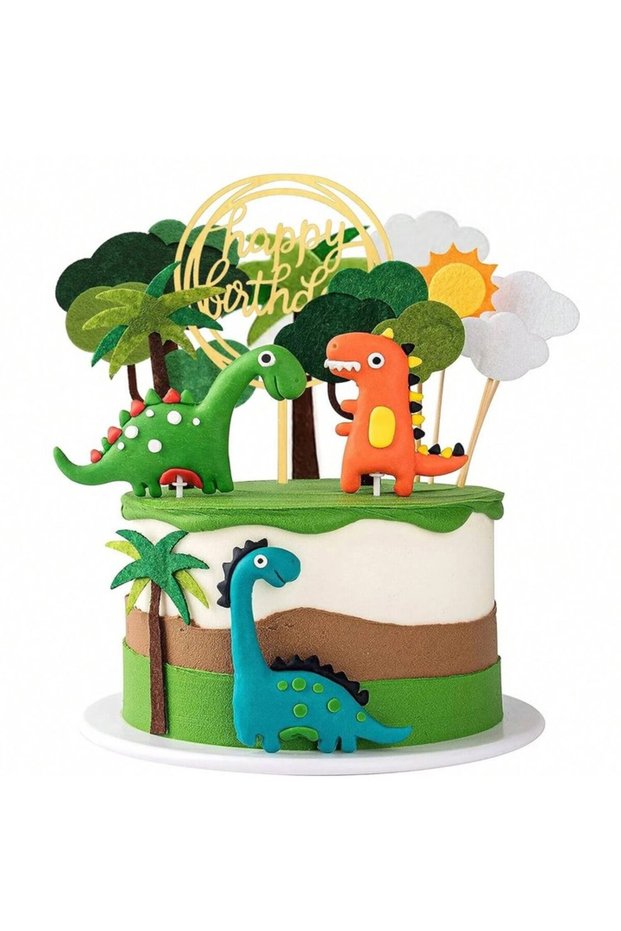 JTG500851 Dinosaur Cake Toppers Forest Series Cute Dinosaur Set Baking Cake Decoration for Baby Show