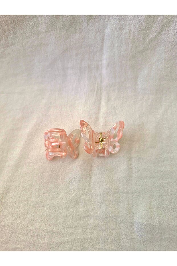 Set of 2 Pearlescent Mini Butterfly Bone Clasp Buckles 2.7 cm