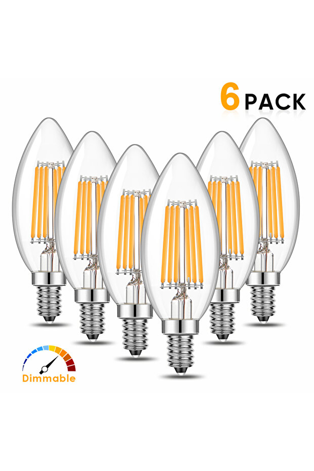 6 وات نعم 220 فولت E14 2700 كلفن 6 قطع شمعة C35 E14 4 وات 6 وات 220 فولت مصابيح LED بيضاء دافئة قابلة للتعتيم وقابلة للاستبدال