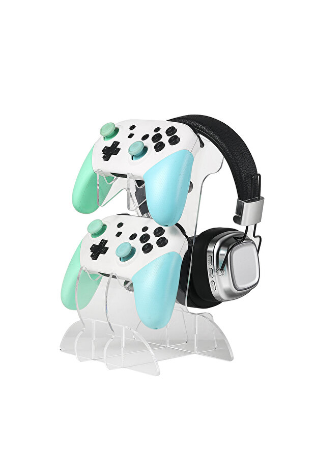 Clear Suitable for PS5/PS4/Switch universal handle/headphone double-layer stand - 1