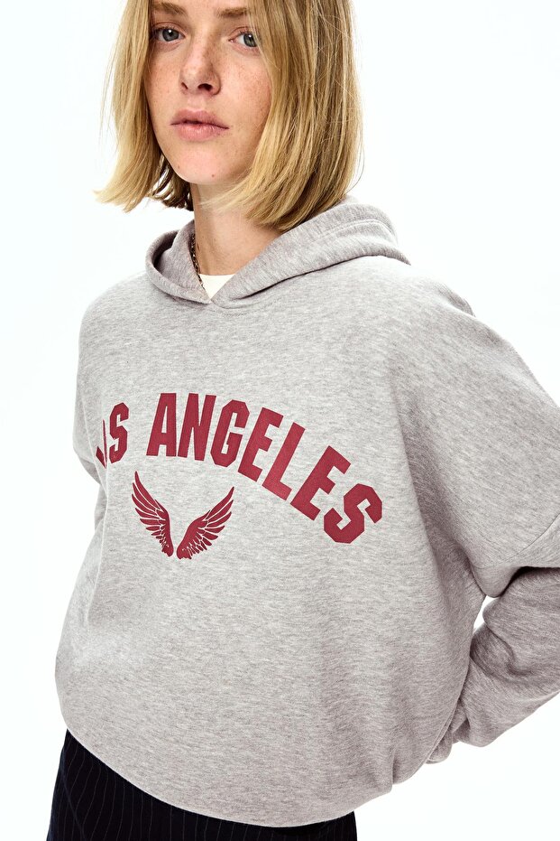 Kapüşonlu baskılı sweatshirt - 1