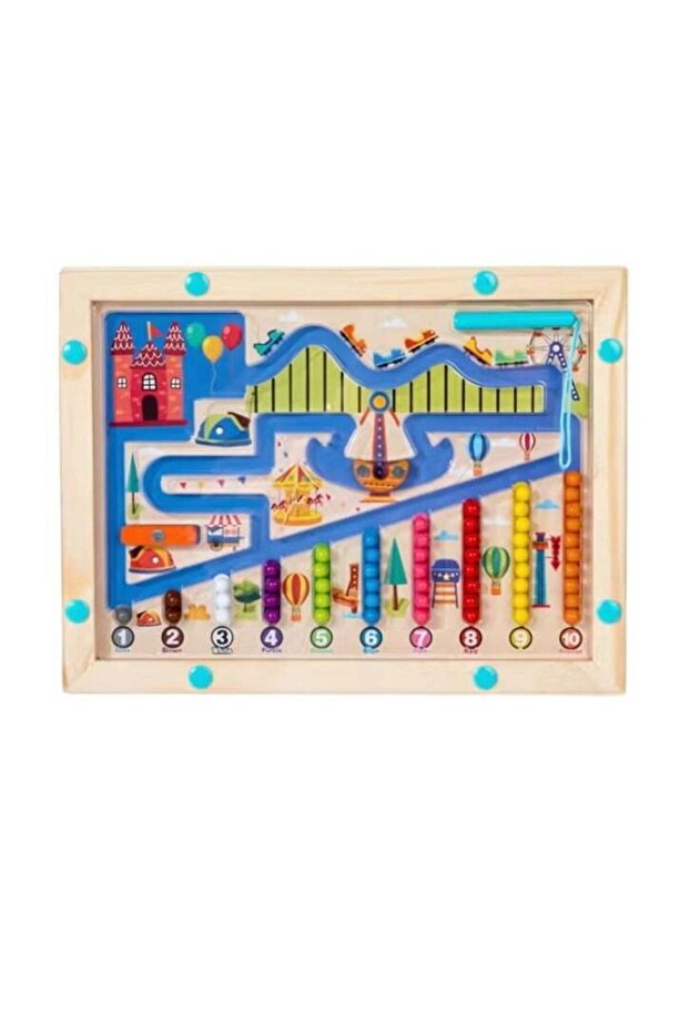 Color & Number Maze Wooden Puzzle Board with Magnetic Pen – Montessori Learning & Counting