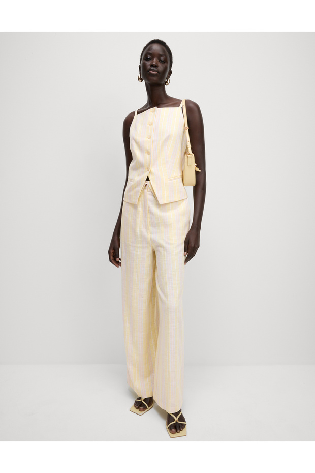 Çizgili Keten Üst - 3