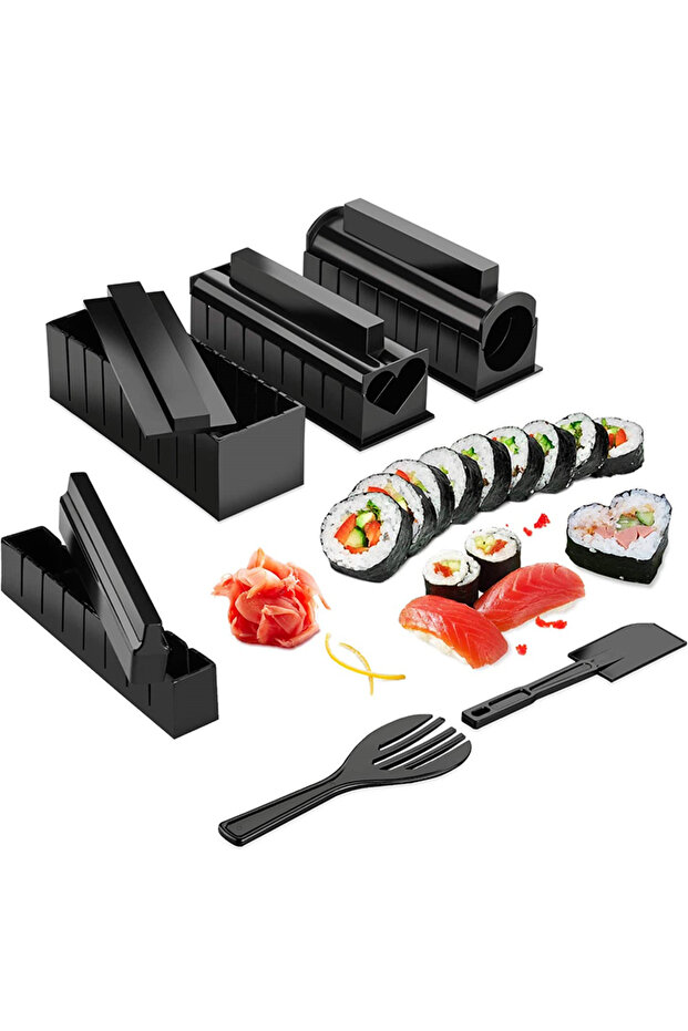 LMETJMA 10 Pcs Sushi Maker Kit DIY Sushi Mold Press with Sushi Rice Roll Mold Sushi Maker Rice Ro...
