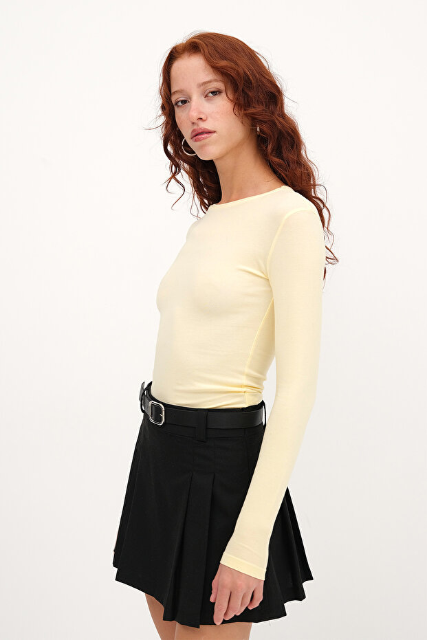 Bisiklet Yaka Basic Bluz B1496-DK2 - 1
