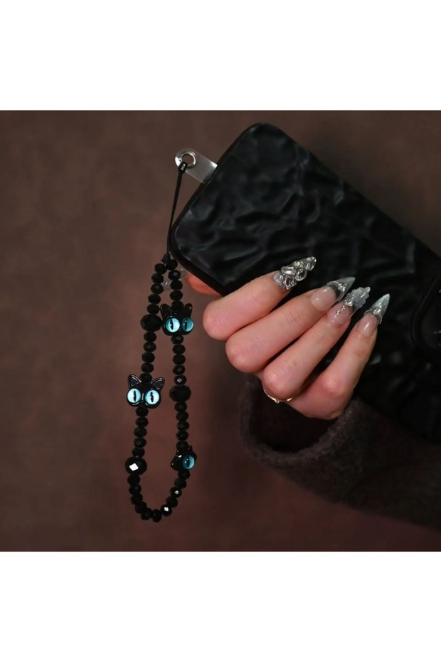 Lw Plastic [Lw] Monster cat mobile phone lanyard mobile phone chain pendant short black lanyard wris