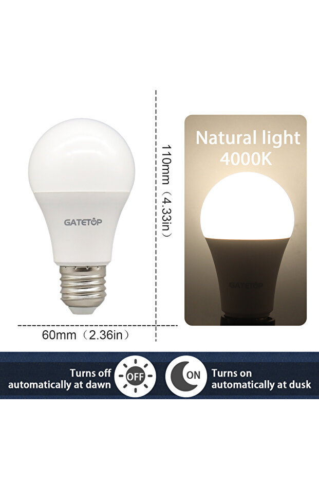 AC100-240V 10W E27 4000K 1 قطعة لمبة LED مزودة بمستشعر ضوء لمبة AC 220V 110V 10W E27 B22 من الغسق إلى الفجر