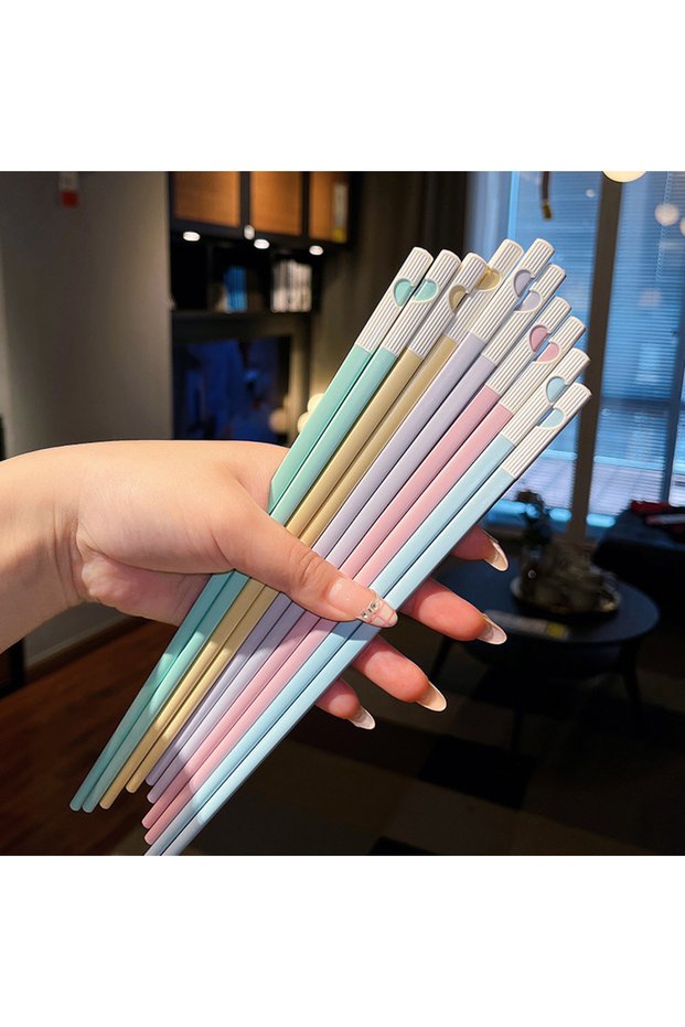 Mix 5 Pairs Non-Slip Colorful Japanese Chinese Chopsticks Sushi Sticks Reusable Korean Chopsticks Se