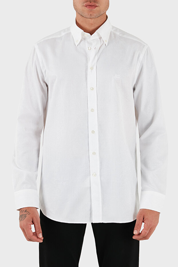 Jacquard 100% Cotton Regular Fit Button down Collar Shirt Men's Shirt Mrib0004 Aq043 W0800