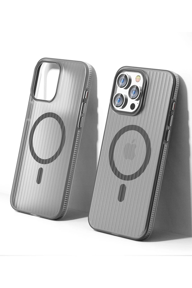 iPhone 15 Pro Max Line Magsafe Kapak - Gri - 2