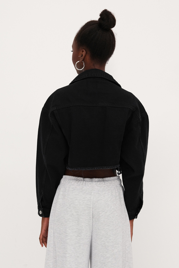 Püsküllü Crop Kot Ceket C5017-L6 - 6